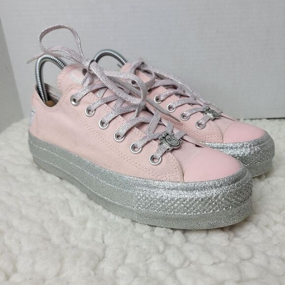 Converse All Star × Miley Cyrus Shoes Womens Size 8 Platform Pink Glitter - Picture 1 of 10